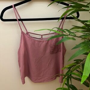LA Hearts by Pacsun, Pink Lace Pocket Camisole Top, Size M